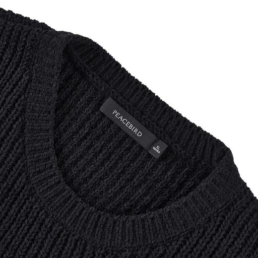 太平鸟男装秋冬黑色圆领毛套衫休闲毛衣潮B2EBB4385 商品图2