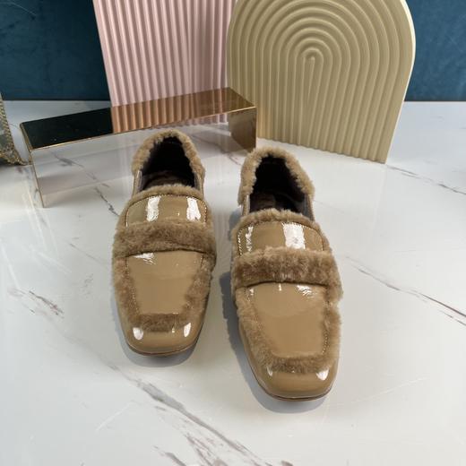 IUIU SECOND 秋冬羊毛皮拼接漆皮毛毛乐福鞋 商品图7