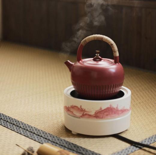 梵山堂陶壶苏打釉老岩泥烧水煮茶壶  电陶炉山楂红纯手工提梁煮茶器 商品图3