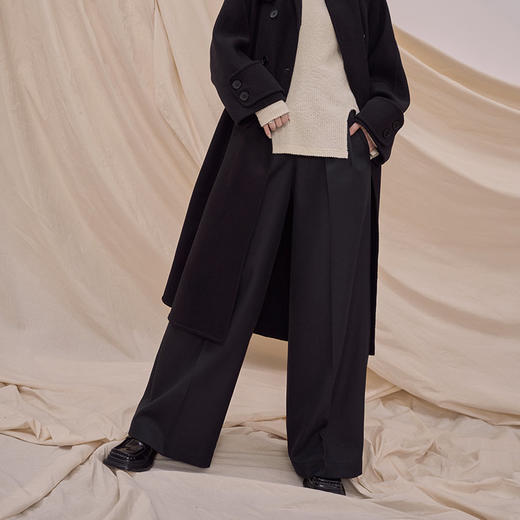 【99元/2件任选|不退换】/P691夕又米黑标 日本羊毛混纺高腰阔腿裤 商品图1