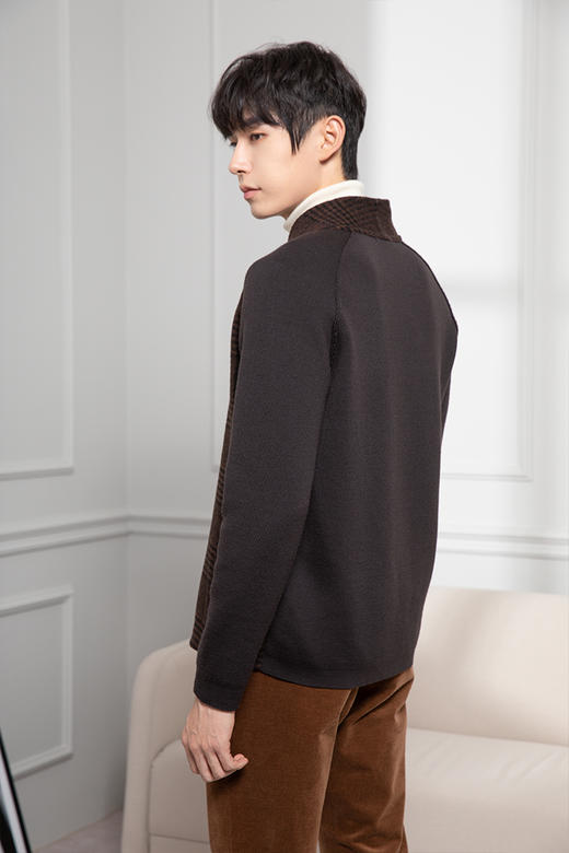 callisto深咖羊驼羊毛拼接外套  FQFEJ122C 商品图3