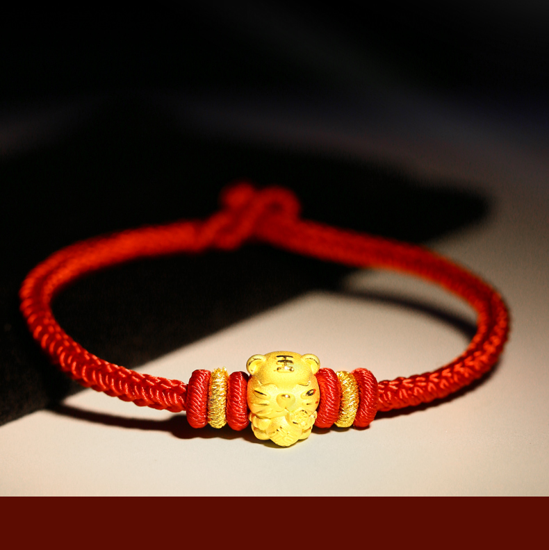 结绳缘黄金珠1g 手绳粗细约3mm