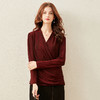 丁摩 秋冬交叉V领打底衫女内搭洋气小衫弹力闪光丝上衣20-220 -DJ99 商品缩略图3