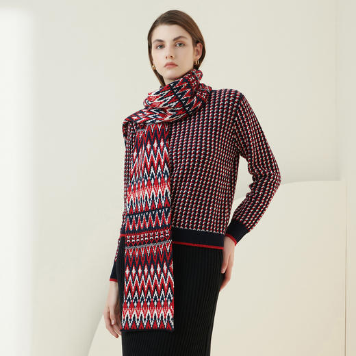 羊绒世家圣诞系列秋冬新品女士100%山羊绒围巾长款加厚保暖围脖 商品图2