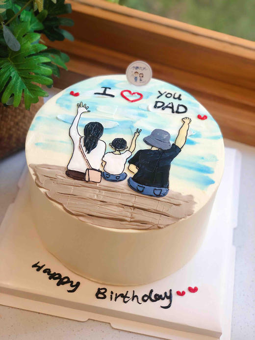 手绘一家三口奶油蛋糕 下单前请仔细阅读商品详情 商品图0