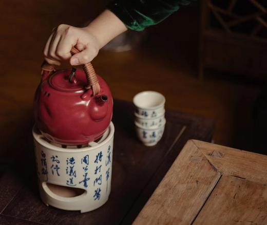 梵山堂陶壶苏打釉老岩泥烧水煮茶壶  电陶炉山楂红纯手工提梁煮茶器 商品图0
