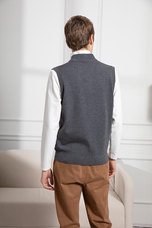 callisto两色可选超细双面羊毛开衫马甲  FQVST012C 商品图2