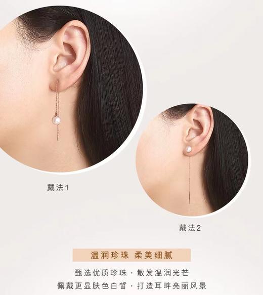 星语 金18k海水珍珠耳线104222 7.5-8mm白 5cm 商品图2