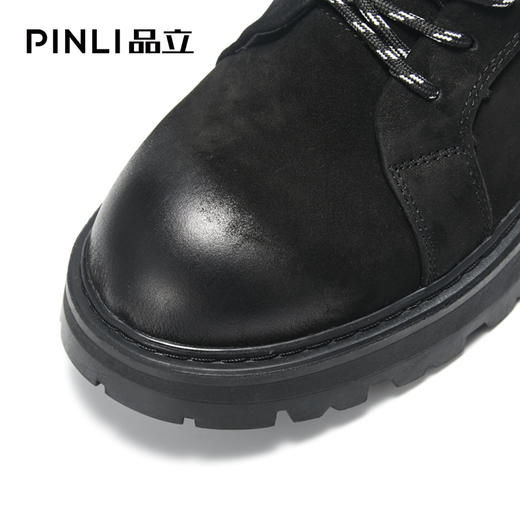 PINLI品立冬季新款男磨砂高帮厚底休闲真皮马丁靴B214121363 商品图2