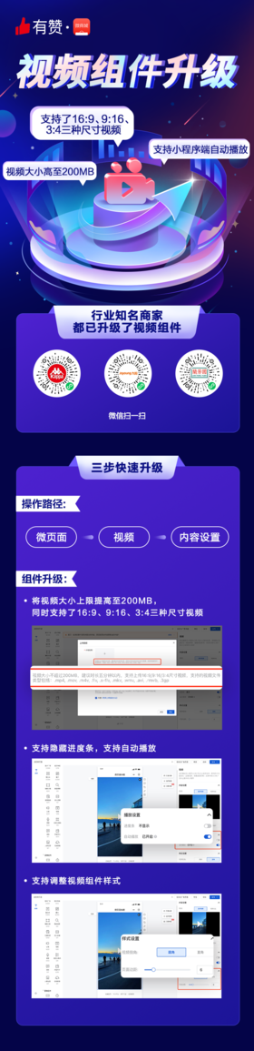 行业知名商家都已升级了视频组件