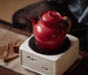 梵山堂陶壶苏打釉老岩泥烧水煮茶壶  电陶炉山楂红纯手工提梁煮茶器 商品缩略图4