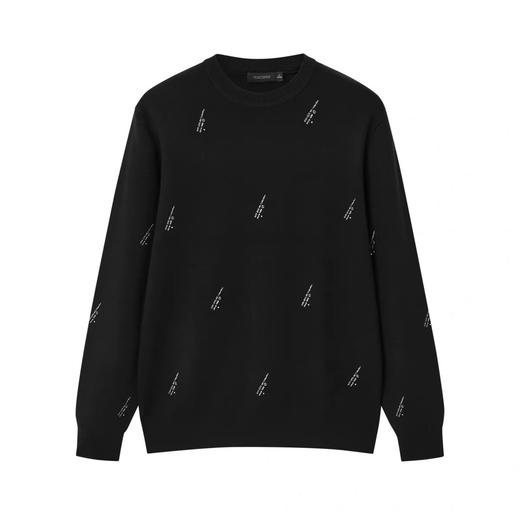 太平鸟男装 黑色毛衣2021年冬季新款针织衫B1EBB4434 商品图3