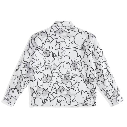 太平鸟男装白色牛仔夹克印花翻领茄克外套B2BJB4264 商品图1