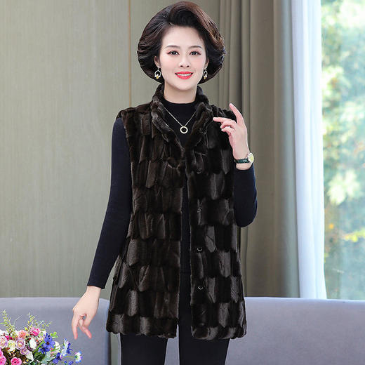 FW 9233貂绒马甲加肥加大码中长款背心马夹外套 商品图2