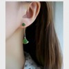 TZM-s925纯银镶嵌玉髓碧绿小扇子气纯小清新耳坠 商品缩略图1