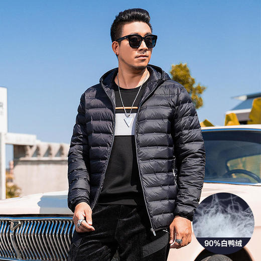 【新款DK】大依优型大码连帽轻薄羽绒服大号外套休闲胖子穿大码男加肥加大上衣 商品图1