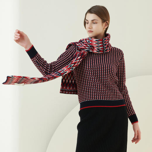 羊绒世家圣诞系列秋冬新品女士100%山羊绒围巾长款加厚保暖围脖 商品图1