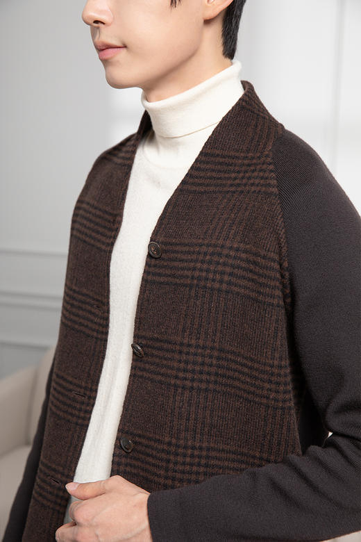 callisto深咖羊驼羊毛拼接外套  FQFEJ122C 商品图2