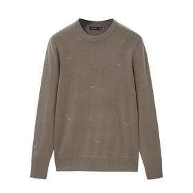 太平鸟男装冬圆领刺绣毛套衫羊毛针织衫潮B1EBB4516