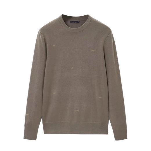 太平鸟男装冬圆领刺绣毛套衫羊毛针织衫潮B1EBB4516 商品图0