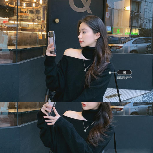 福利 浣熊小露肩 实穿主义也爱的小心机设计感毛衣 商品图2