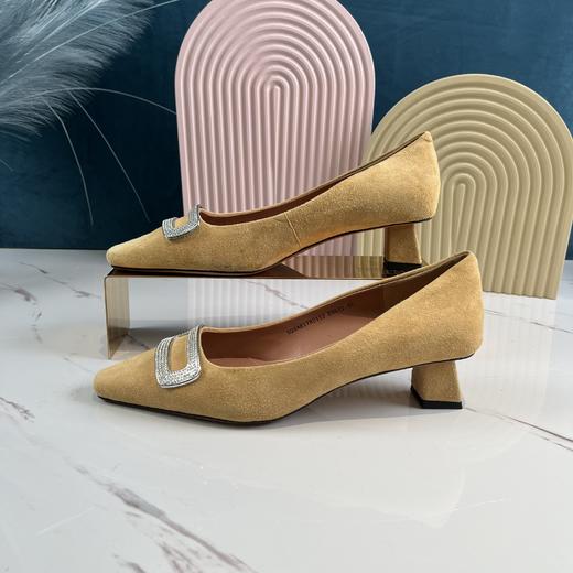 IUIU SECOND 春秋羊皮绒面时尚水钻方扣浅口女单鞋 商品图2