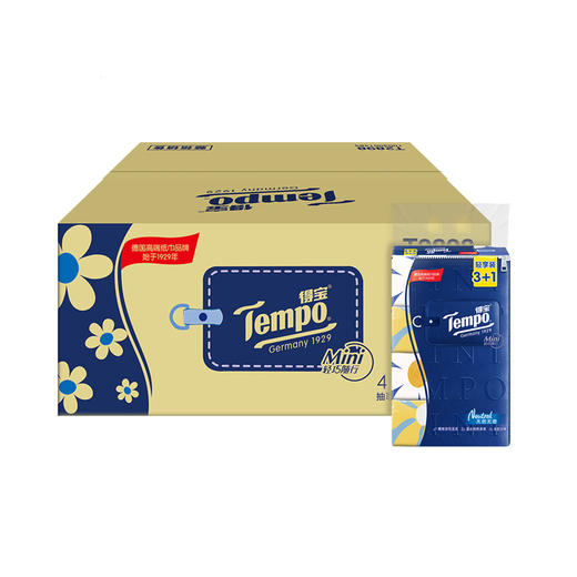 得宝（Tempo） 软抽纸巾 Mini系列4层加厚80抽18包整箱装（新旧包装随机发货） 商品图2