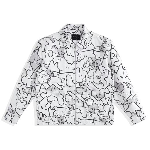 太平鸟男装白色牛仔夹克印花翻领茄克外套B2BJB4264 商品图0