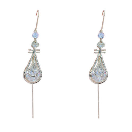 国潮琵琶耳线设计感锆石耳环潮时尚长款耳坠 商品图4