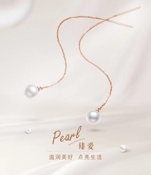 星语 金18k海水珍珠耳线104222 7.5-8mm白 5cm 商品图0
