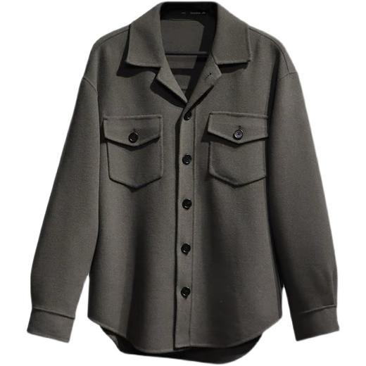 太平鸟2021冬翻领羊毛双面呢衬衫夹克外套B2CHB4267 商品图0