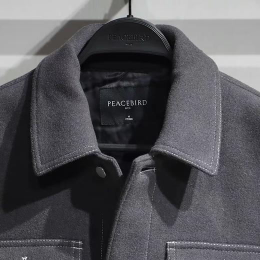 太平鸟男装2021冬季新款毛呢夹克外套休闲茄克B1BCB4418 商品图2