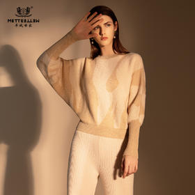 METTE羊绒世家冬女士针织衫套头圆领羊绒衫宽松蝙蝠袖打底针织衫
