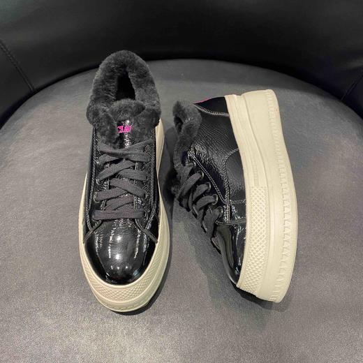 lfgj jeans AE702 加绒加厚小白鞋冬季新款女鞋内增高松糕底厚底舒适真皮百搭 商品图10