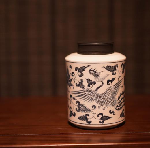 梵山堂景德镇茶叶罐茶仓苏打釉收回青花山水诗文中式陶瓷茶罐高端茶罐 商品图4