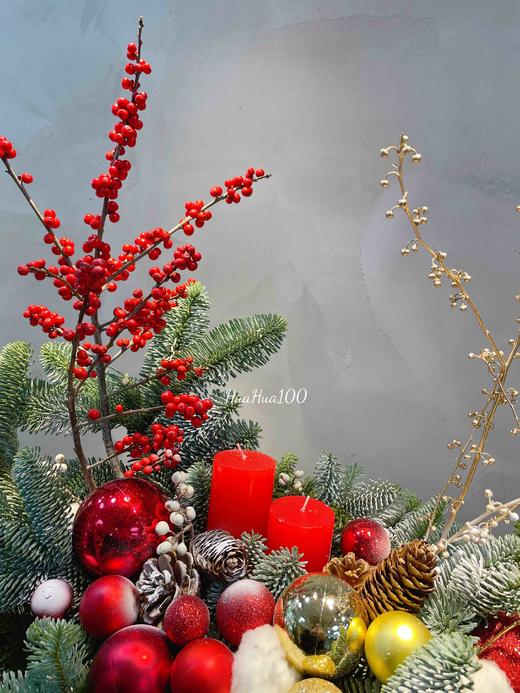 圣诞礼丨圣诞创意插花冬青松枝金银枝松果圣诞球 商品图3