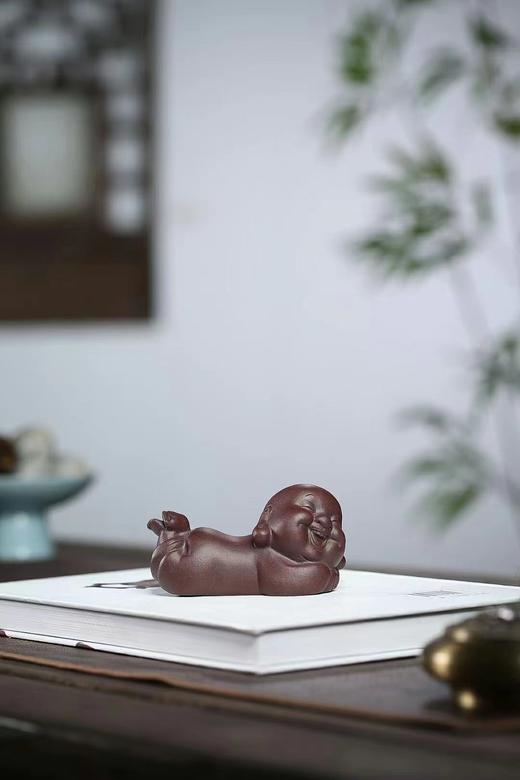 开心罗汉可做笔架 尺寸:长9cm  宽5cm  高5cm！   泥料:原矿老紫泥 商品图5