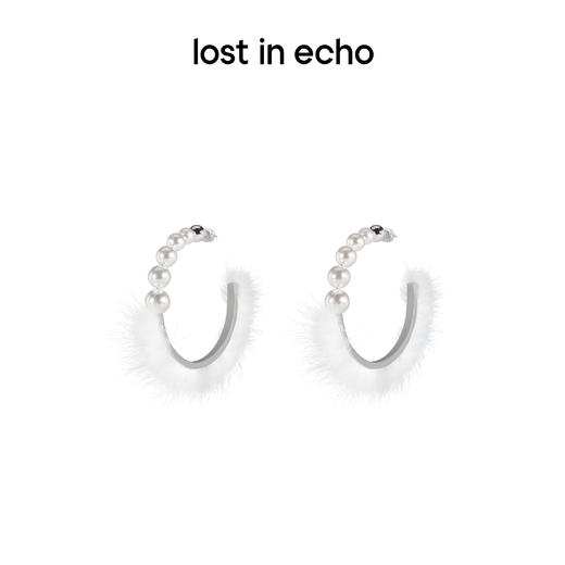 lost in echo 原创设计师品牌 珍珠渐变大环绒毛耳环 商品图0