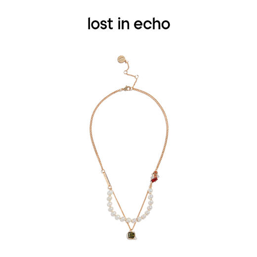 泫雅同款lost in echo 原创设计师品牌 珍珠彩钻吊坠双层项链 商品图0