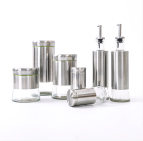 阿瑞斯厨房储物调料瓶油醋瓶不锈钢玻璃调味瓶密封罐家用组合套装