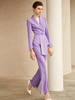 春秋高端时尚收腰紫色西服女微喇裤气质绑带西装名媛纱裙套装洋气 商品缩略图2