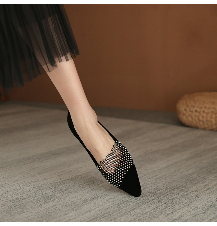 舒适不磨脚,平底尖头渔网单鞋xkdy-6299