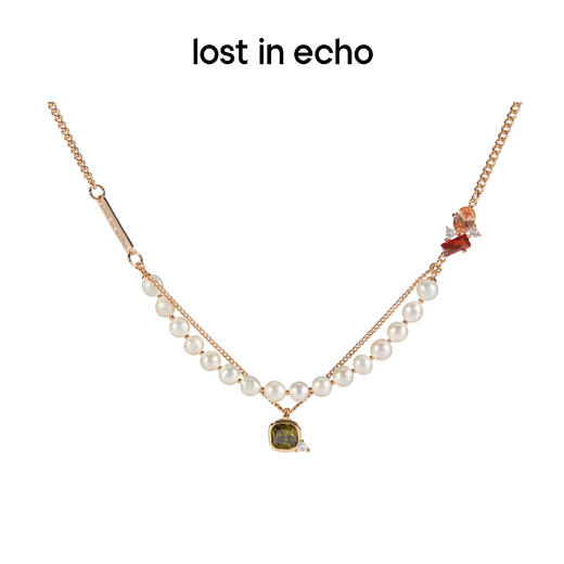 泫雅同款lost in echo 原创设计师品牌 珍珠彩钻吊坠双层项链 商品图2