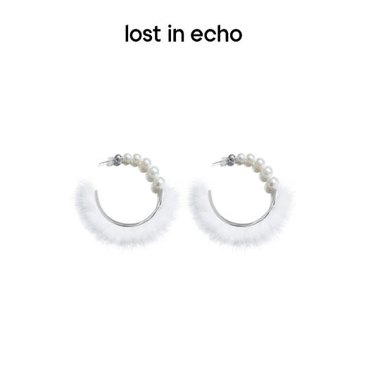 lost in echo 原创设计师品牌 珍珠渐变大环绒毛耳环 商品图2