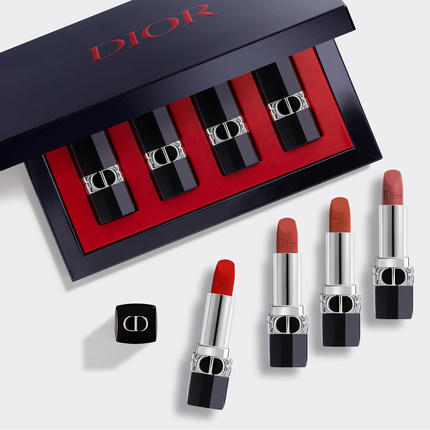 【DIOR迪奥列艳蓝金口红四件套盒】迪奥列艳蓝金唇膏小样口红4件套1.5g*4支  999丝绒+840丝绒+720丝绒+772哑光 商品图6