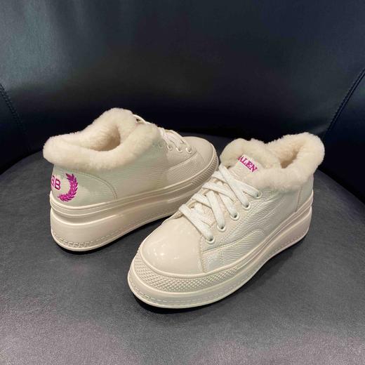 lfgj jeans AE702 加绒加厚小白鞋冬季新款女鞋内增高松糕底厚底舒适真皮百搭 商品图5