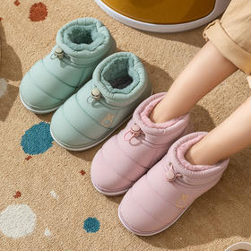 【儿童羽绒棉鞋】秋冬大童加绒棉拖鞋雪地靴 保暖法兰绒短靴防水棉鞋