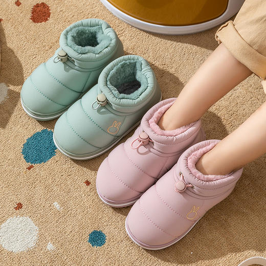 【儿童羽绒棉鞋】秋冬大童加绒棉拖鞋雪地靴 保暖法兰绒短靴防水棉鞋 商品图0