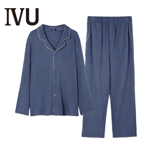 6F IVU冬季翻领撞边开衫家居套装 商品图1