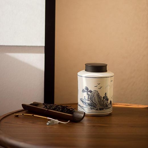 梵山堂景德镇茶叶罐茶仓苏打釉收回青花山水诗文中式陶瓷茶罐高端茶罐 商品图9
